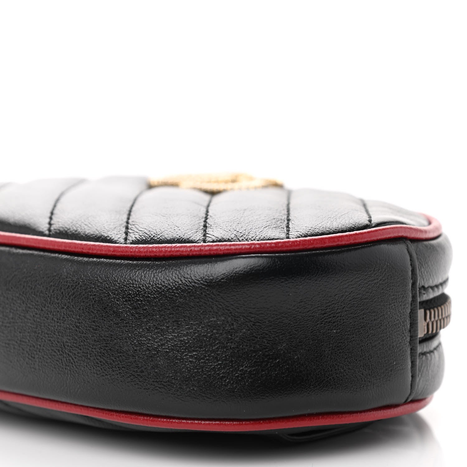 Gucci Azalea Calfskin Matelasse Diagonal Torchon GG Marmont Belt Bag 85 34 Black Romantic Cerise 8 of 8