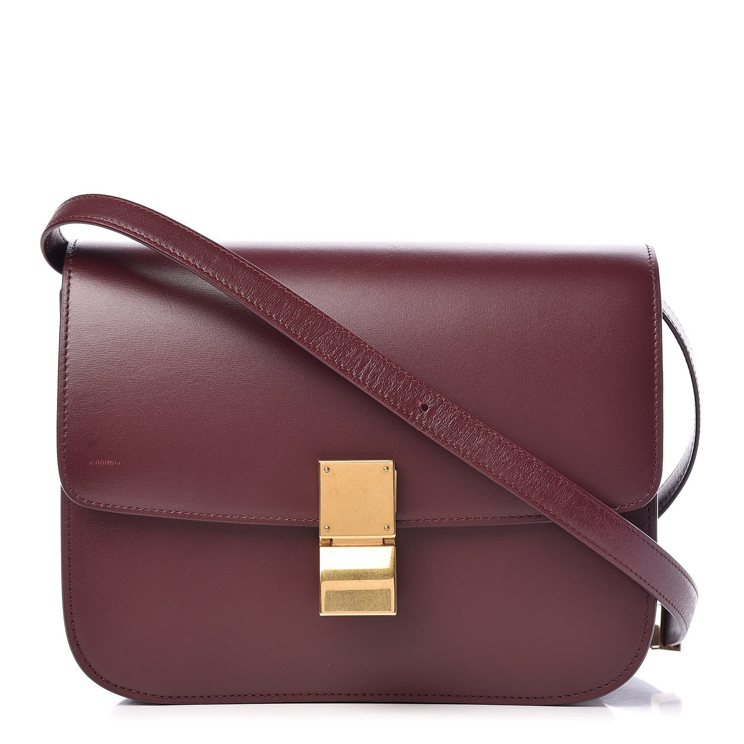 Celine Box Calfskin Medium Classic Box Flap Bag Burgundy 1 of 11