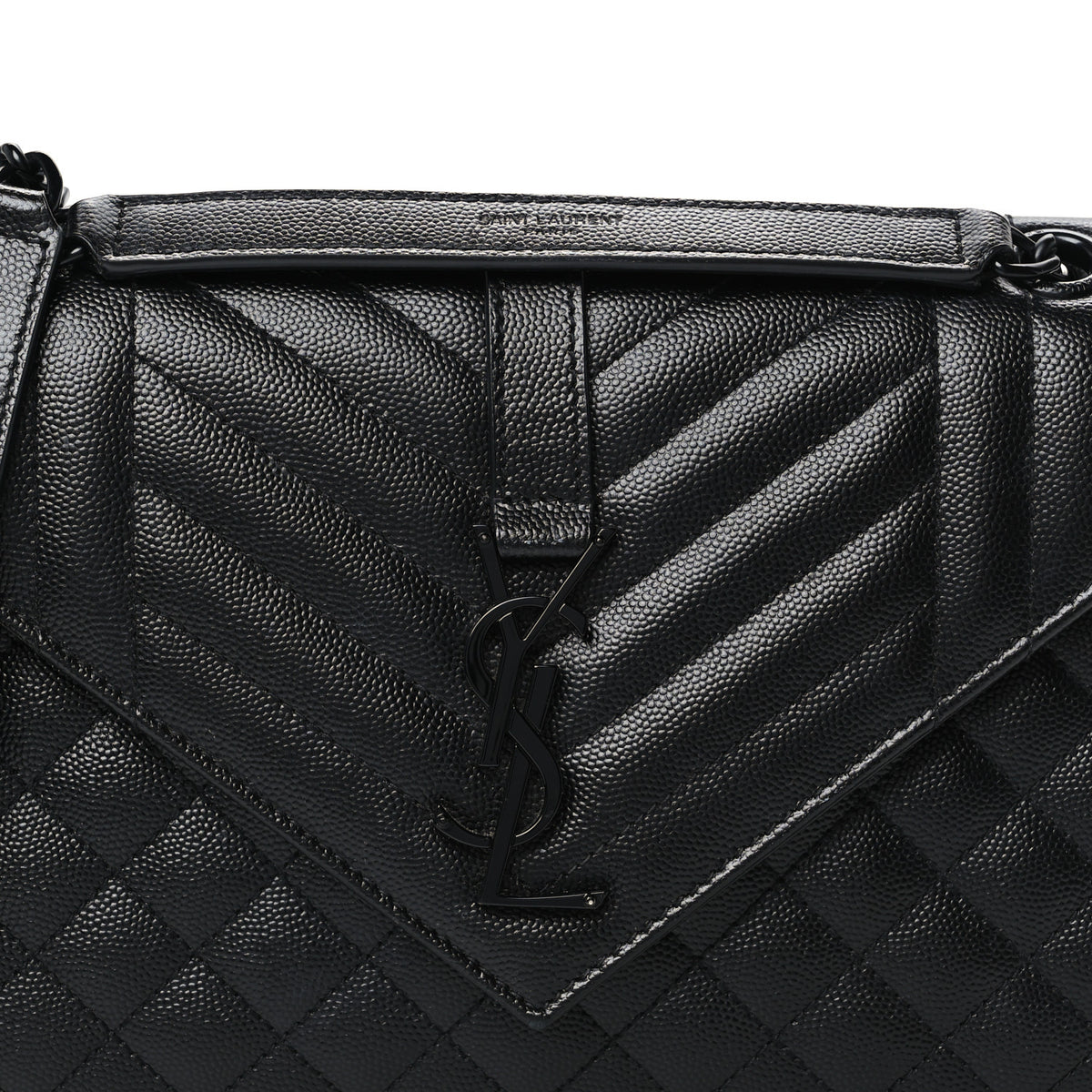Grain De Poudre Textured Mixed Matelasse Triquilt Medium Monogram Monochrome Satchel Black