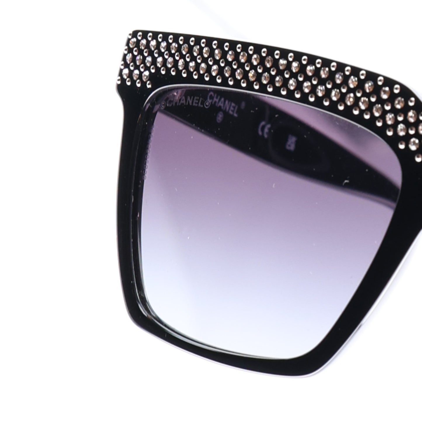 Acetate Strass Rectangle Sunglasses 71539A Black