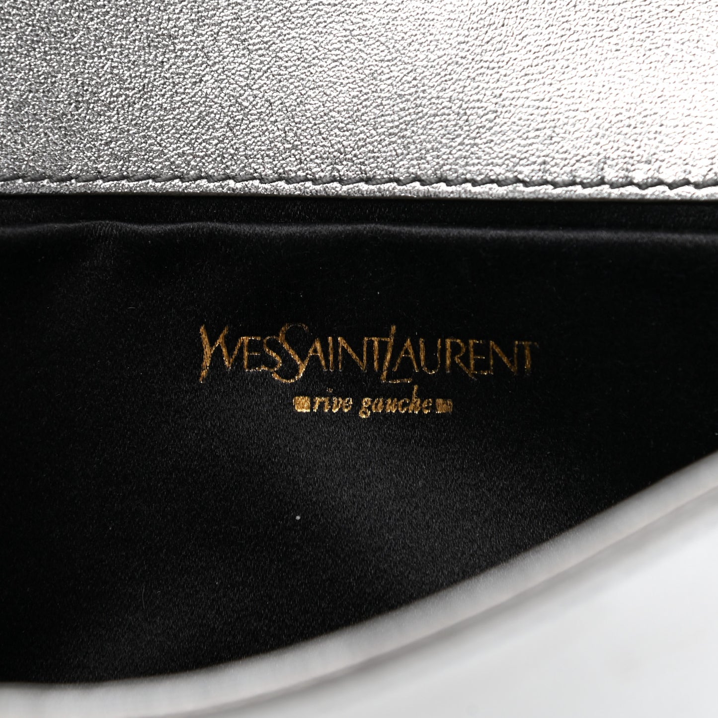 Metallic Calfskin Y-Mail Clutch Silver
