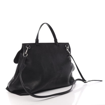 Gucci Pebbled Calfskin Large Bamboo Daily Top Handle Bag Black 3 of 11