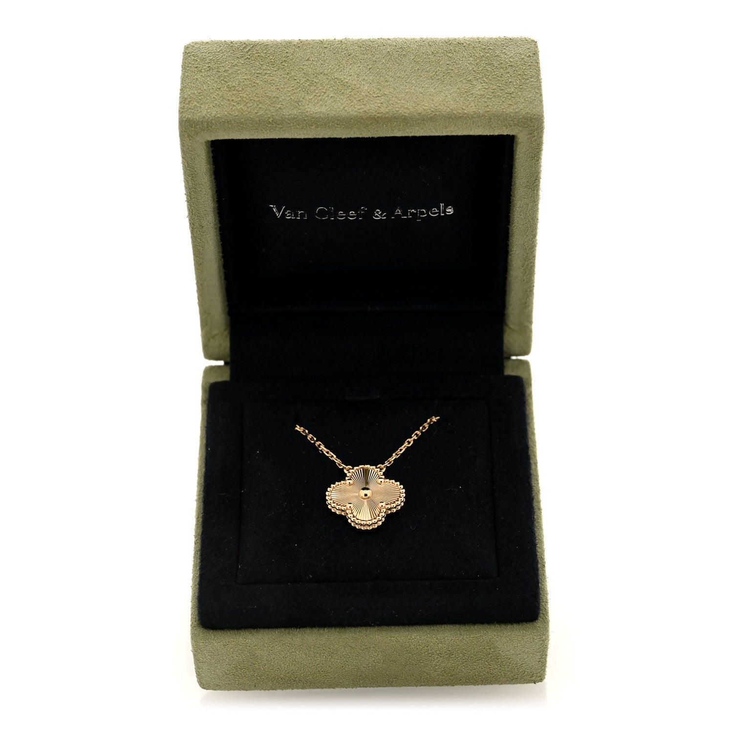 Van Cleef & Arpels 18K Yellow Gold Guilloche Vintage Alhambra Pendant Necklace 5 of 5