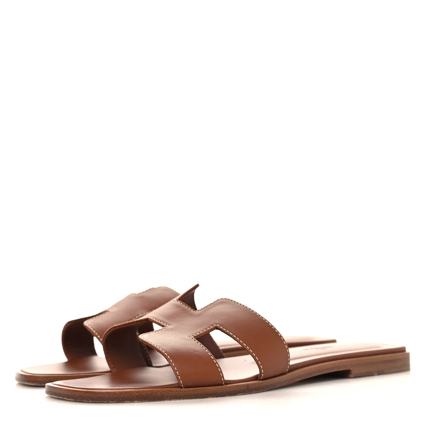 Hermes Box Calfskin Oran Sandals 37 Gold 4 of 10