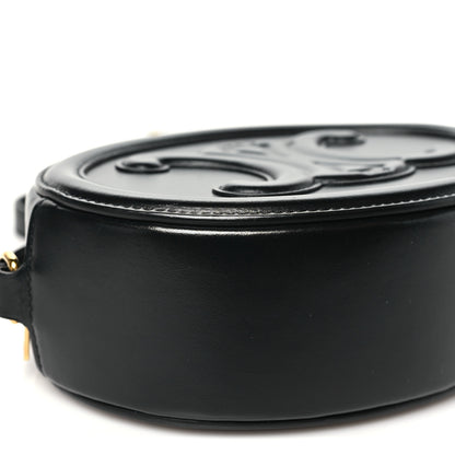 Celine Smooth Calfskin Cuir Triomphe Oval Bag Black 8 of 9