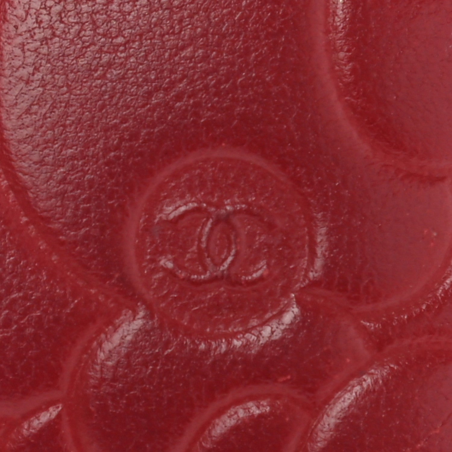Chanel Lambskin Camellia Embossed Card Holder Red 8 of 11