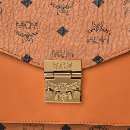MCM Visetos Medium Patricia Pocket Satchel Cognac 6 of 10