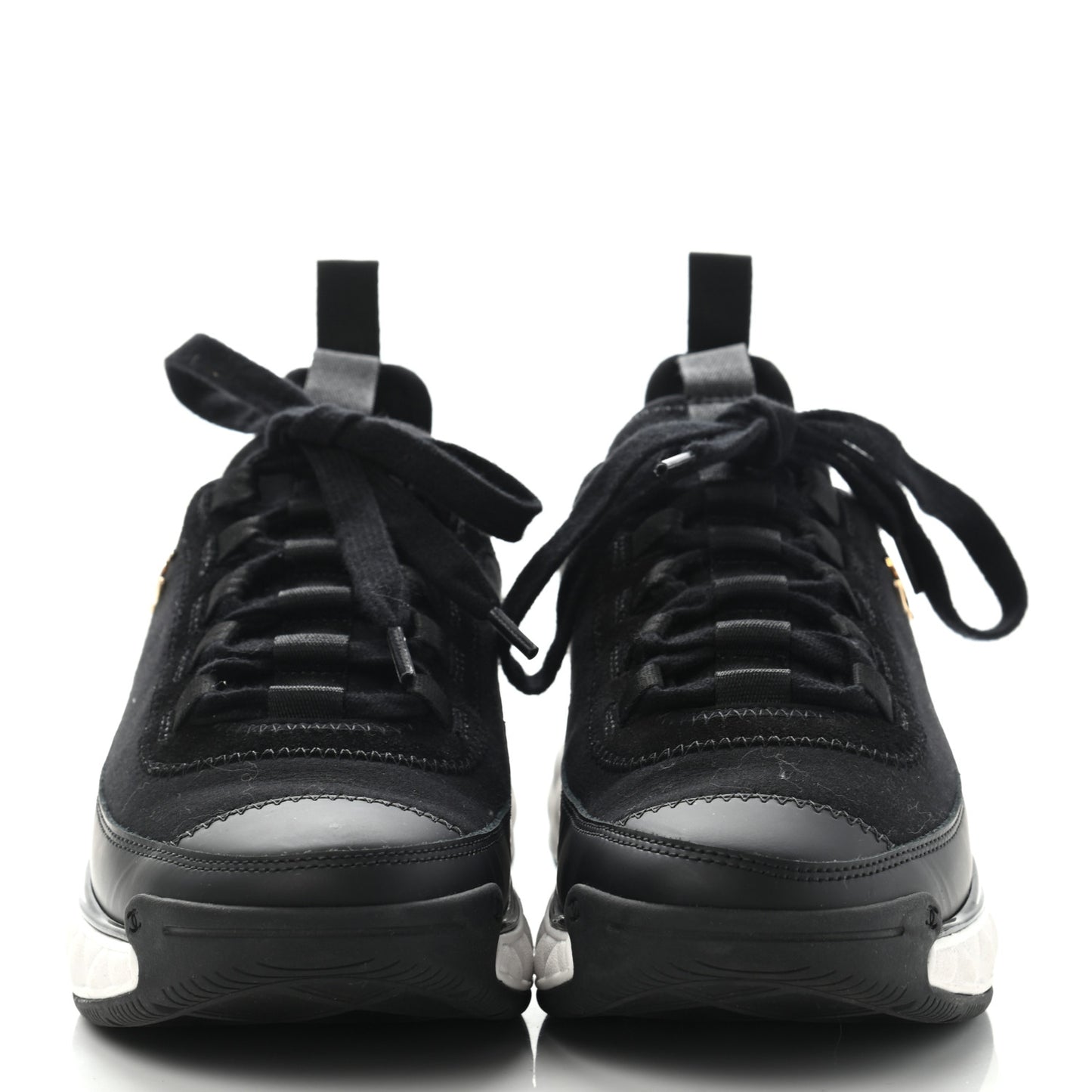 Velvet Calfskin Mixed Fibers CC Sneakers 36.5 Black