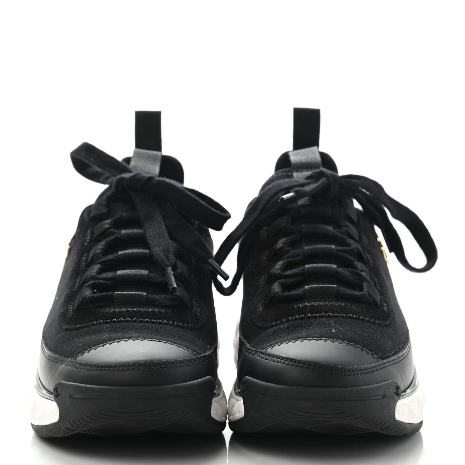 Chanel Velvet Calfskin Mixed Fibers CC Sneakers 36.5 Black 2 of 8