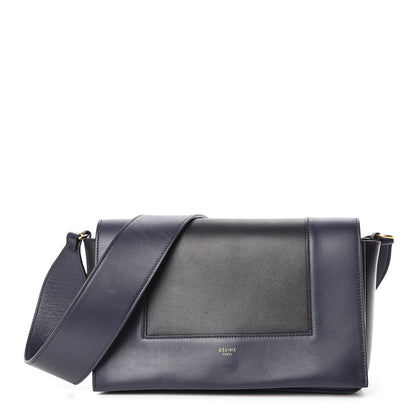 Celine Shiny Smooth Calfskin Medium Frame Shoulder Bag Black Navy 1 of 10