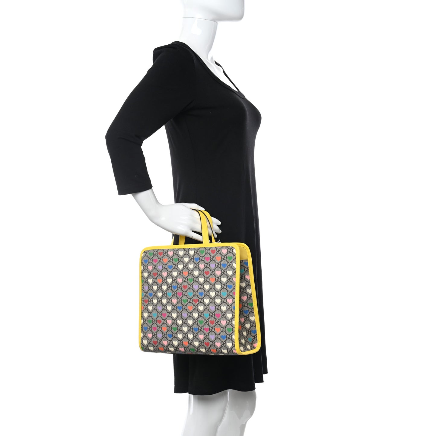 GG Supreme Monogram Hearts Childrens Tote Beige Ebony Multicolor Freesia