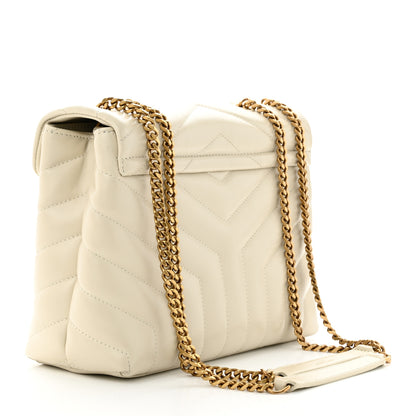 Saint Laurent Calfskin Y Quilted Monogram Small Loulou Chain Satchel Crema Soft 3 of 13