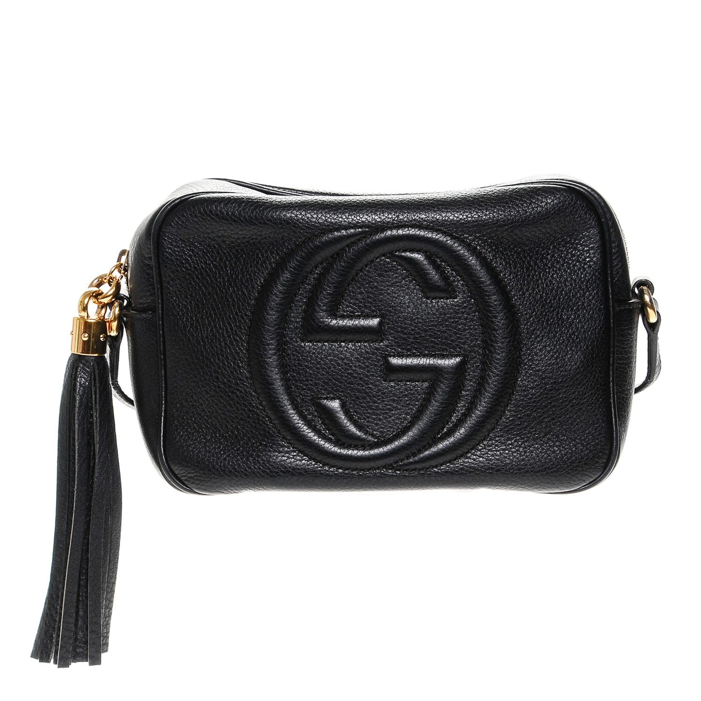 Pebbled Calfskin Small Soho Disco Bag Black