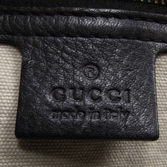 Leather Bamboo Handle Tote Black