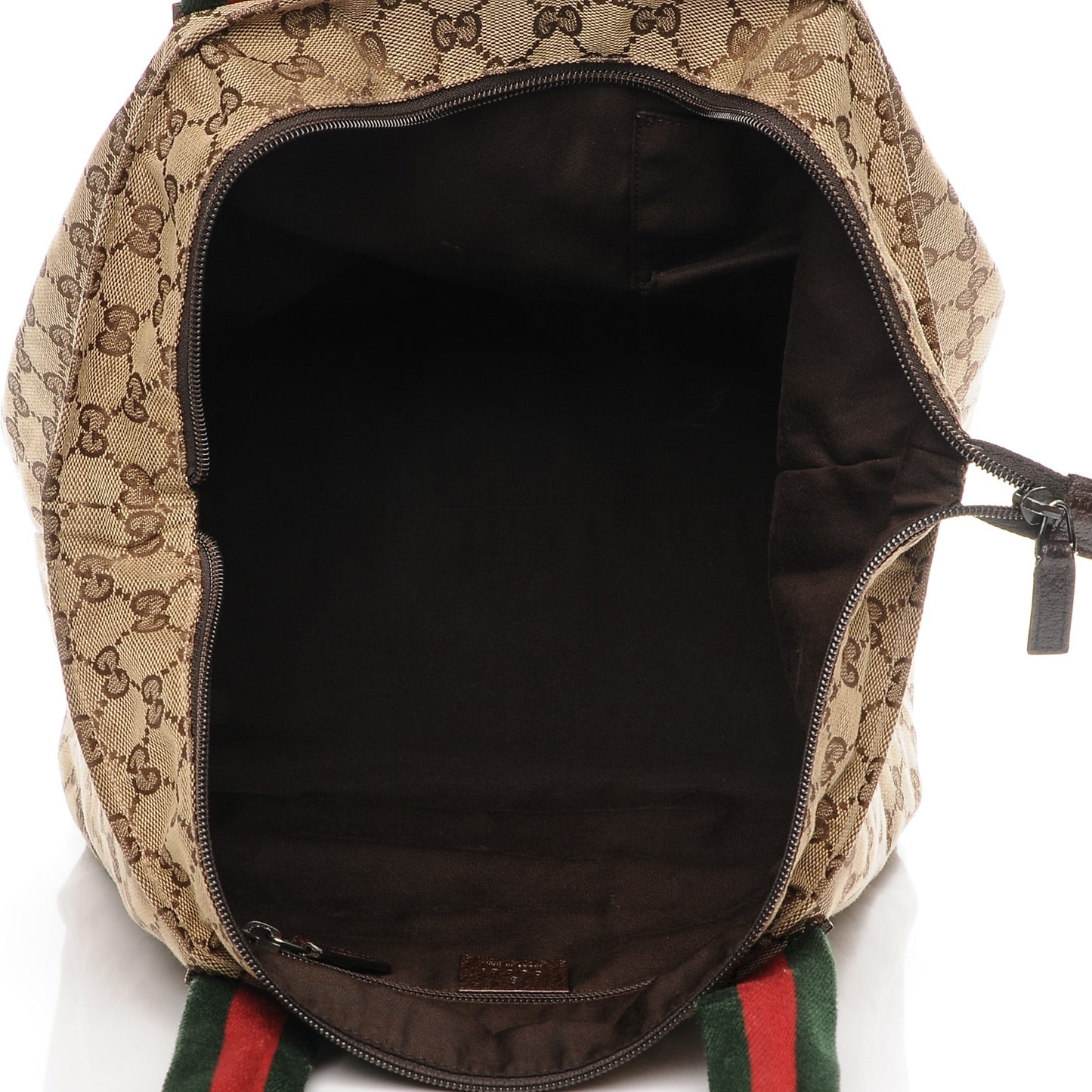 GG Monogram Large Web Handle Bucket Tote Dark Brown