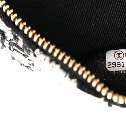Chanel Tweed Quilted Round Clutch With Chain Black Ecru White 6 of 10