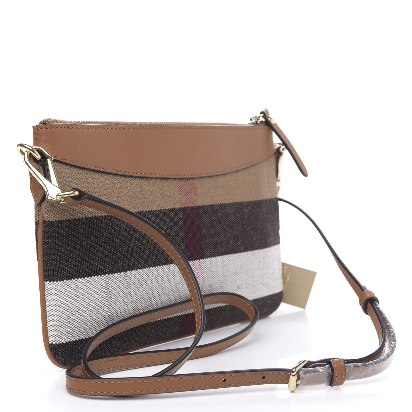 Mega Check Peyton Crossbody Clutch Bag Saddle Brown