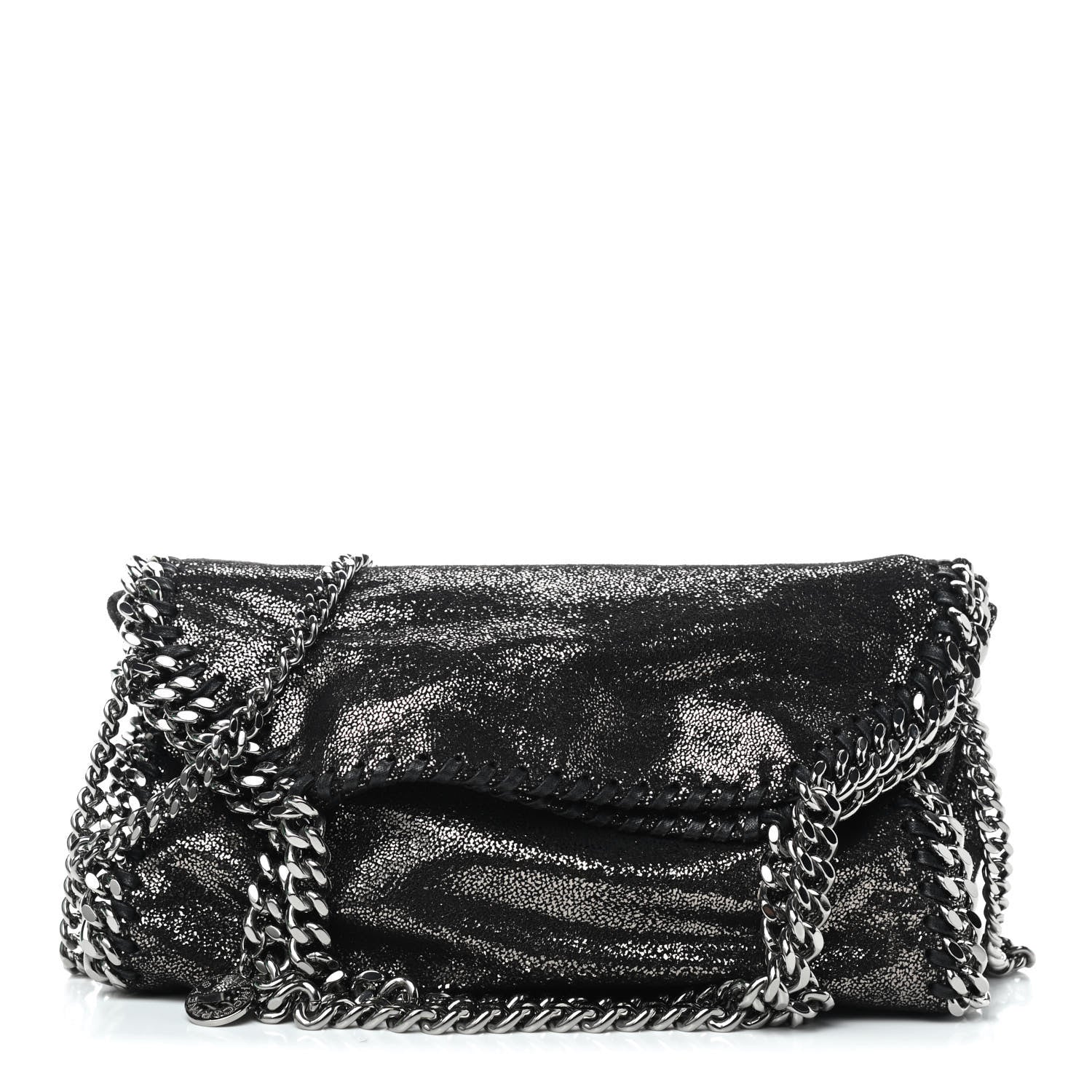 Stella McCartney Chamois Shiny Dotted Mini Falabella Fold Over Tote Ruthenium 1 of 9