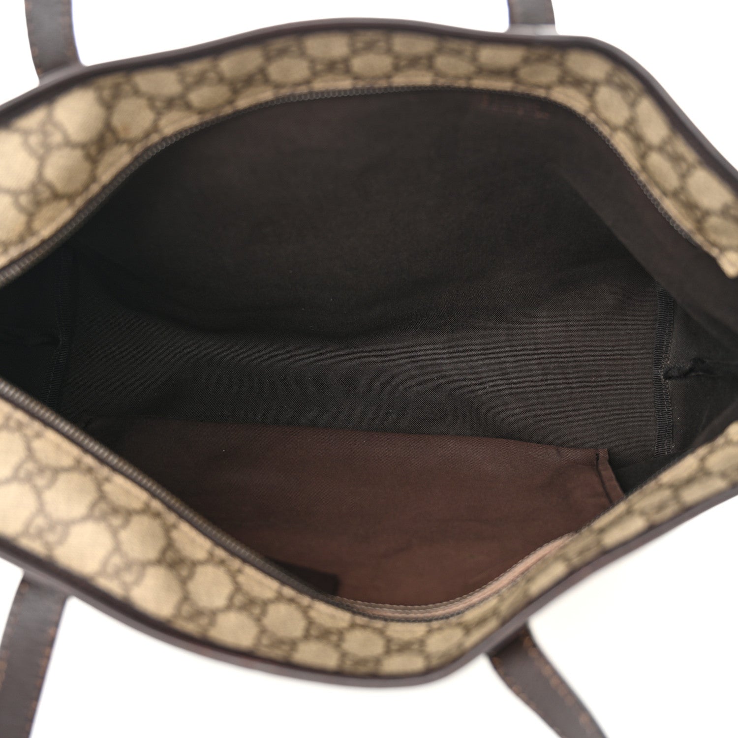 Gucci GG Supreme Monogram Medium Zippered Shopping Tote Dark Brown 5 of 13
