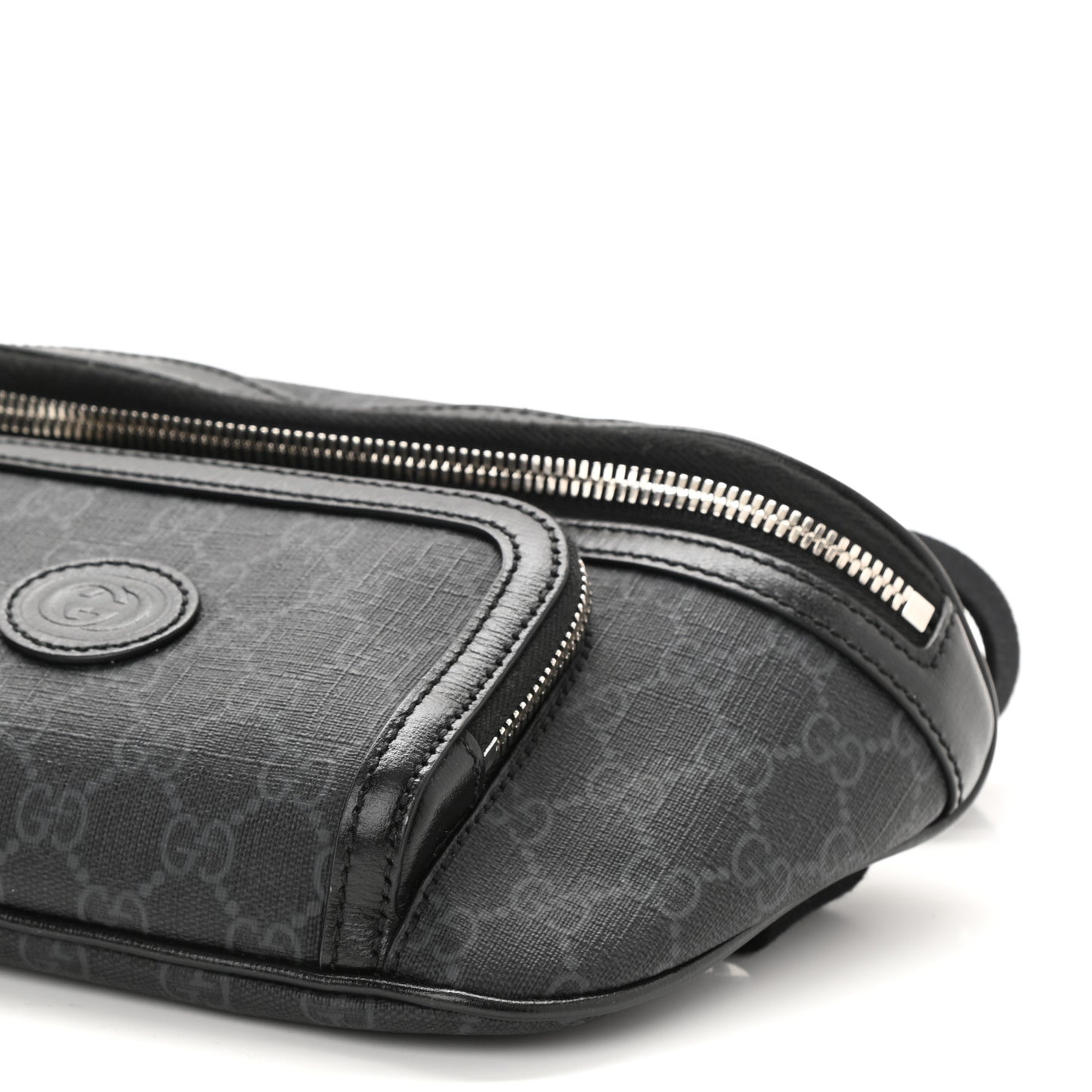 GG Supreme Monogram Textured Calfskin Retro Interlocking G Belt Bag Black
