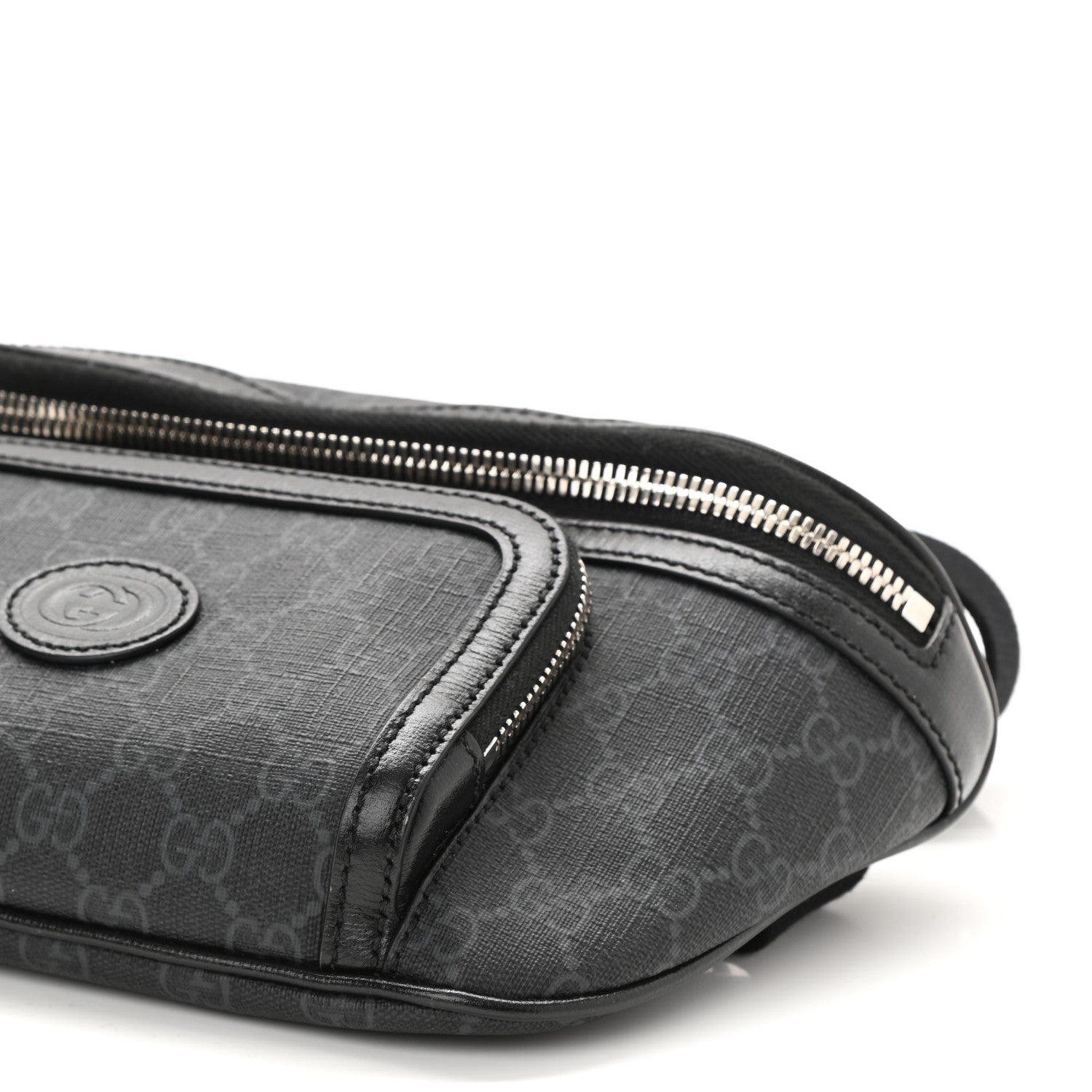 Gucci GG Supreme Monogram Textured Calfskin Retro Interlocking G Belt Bag Black 8 of 8