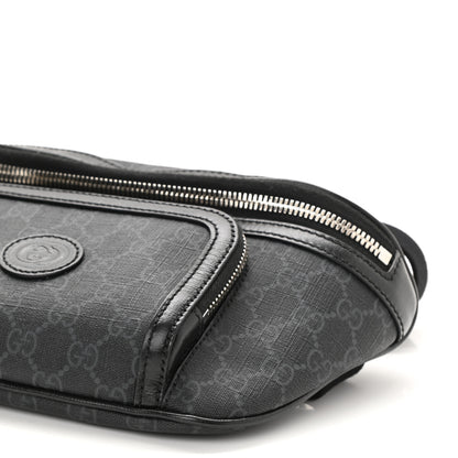 Gucci GG Supreme Monogram Textured Calfskin Retro Interlocking G Belt Bag Black 8 of 8