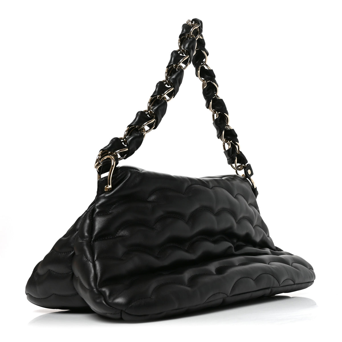 Quilted Calfskin Juana Shoulder Bag Black