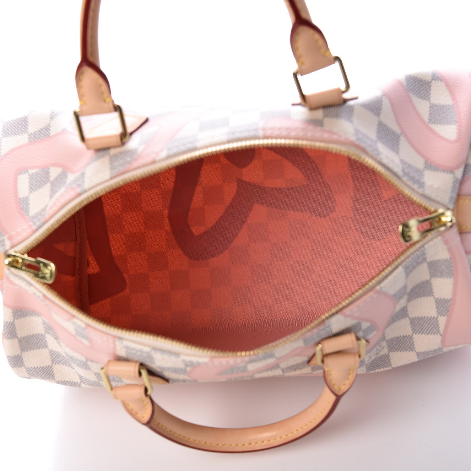Louis Vuitton Damier Azur Tahitienne Speedy Bandouliere 30 Rose Ballerine 7 of 11