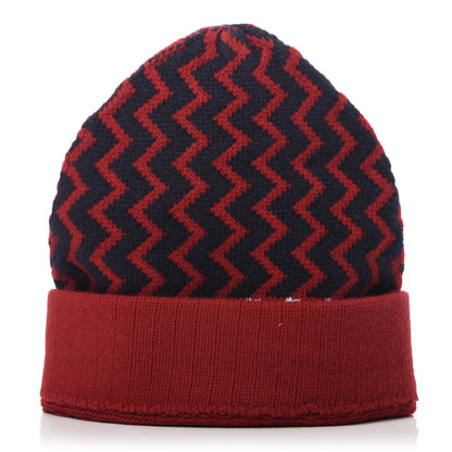 Gucci Wool Tricot Zaggede Beanie Hat M Red Blue 2 of 10