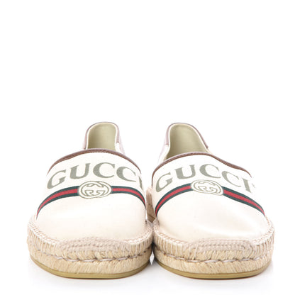 Gucci Canvas Miro Soft Calfskin Logo Mens Espadrilles 9 Greggio Cuir 2 of 8