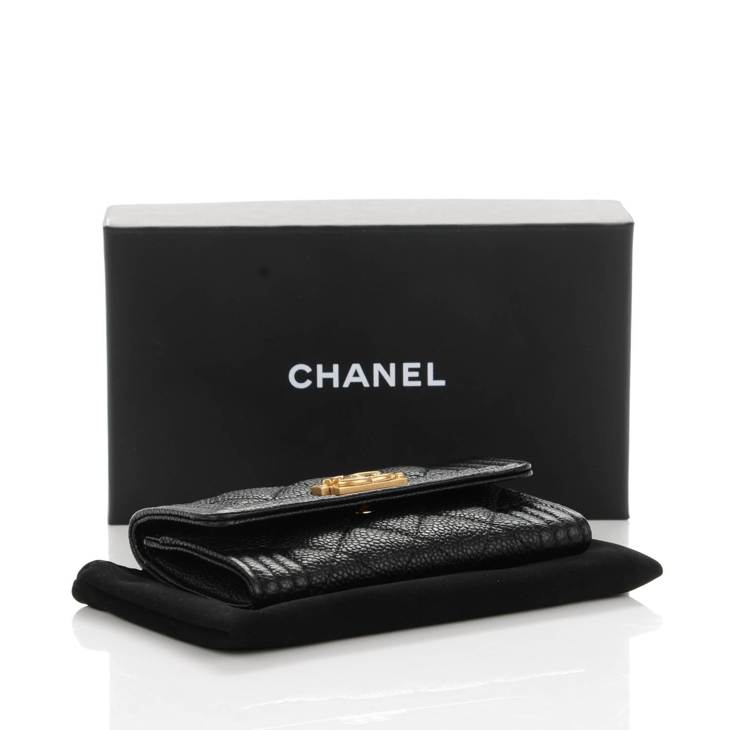 Chanel Caviar Quilted Boy Card Holder Wallet Black 4 of 8