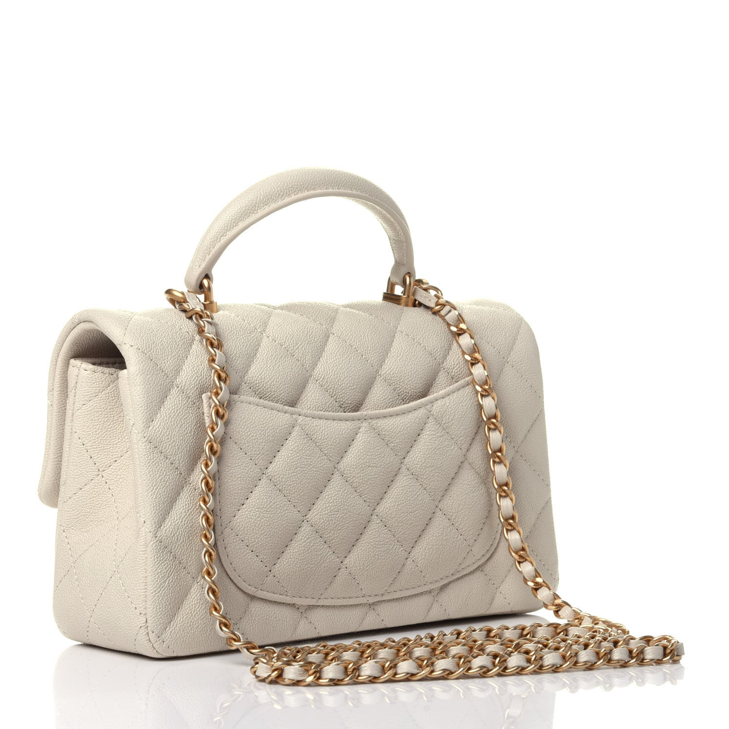 Chanel Caviar Quilted Mini Top Handle Rectangular Flap Beige 2 of 4