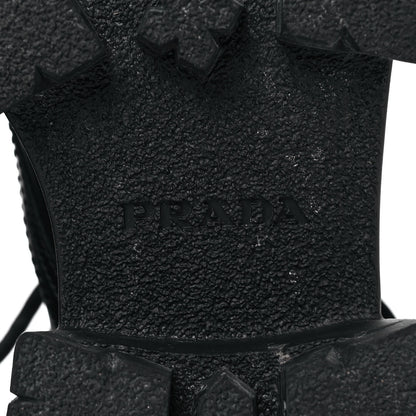 Prada Spazzolato Rois Nylon Metal Triangle Logo Monolith Pouch Pocket 55mm Boots 36 Black 6 of 7