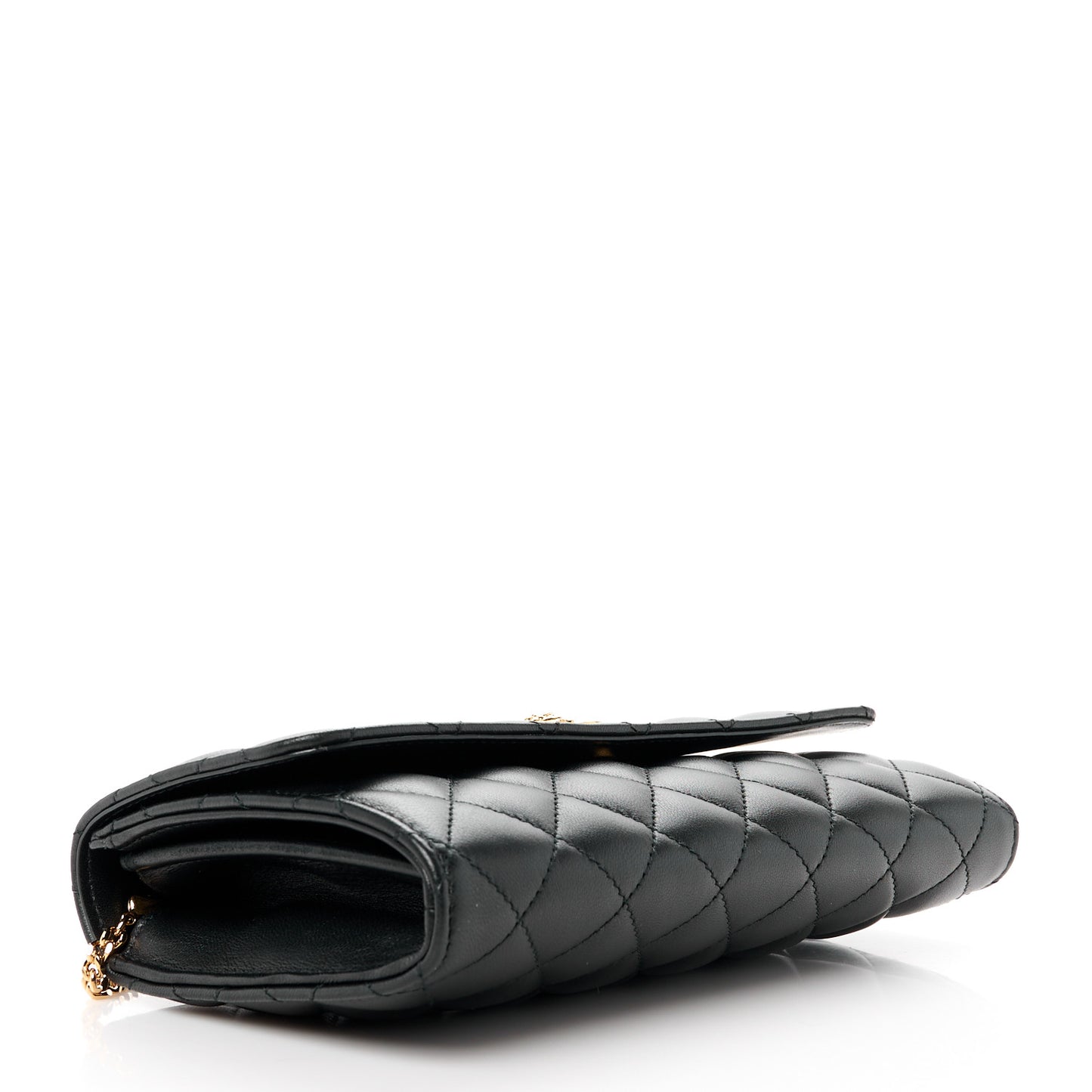 Lambskin Quilted Medusa Wallet On Chain Crossbody Black