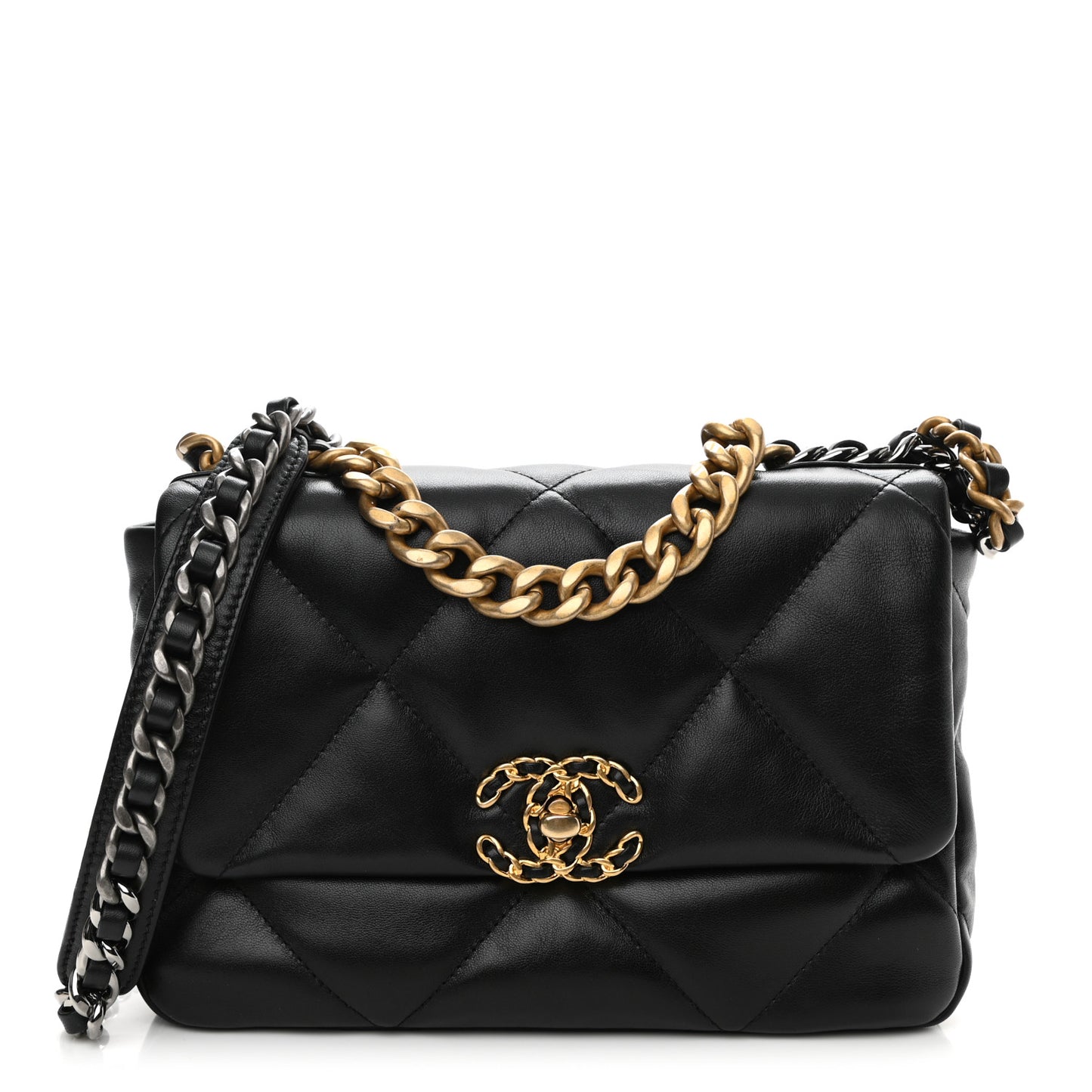 Lambskin Quilted Medium Chanel 19 Flap Black