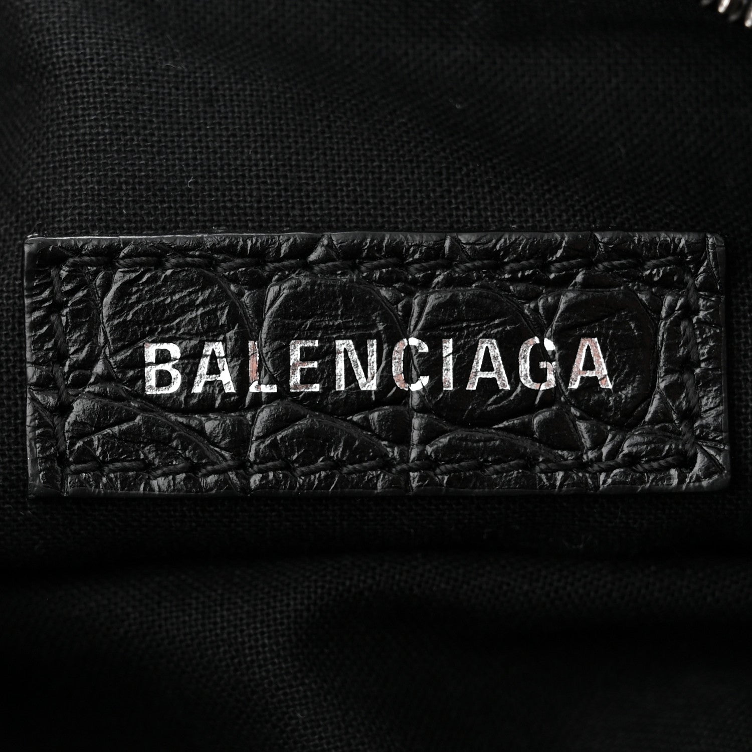 Balenciaga Extra Supple Calfskin Crocodile Embossed Monochrome Le Cagole Shoulder Bag XS Black 7 of 12