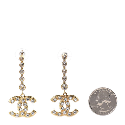 Chanel CC Crystal Drop Earrings Gold 2 of 5