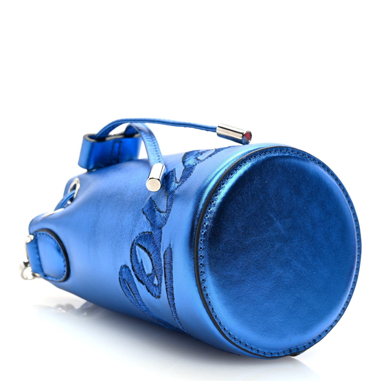 Christian Louboutin CHRISTIAN LOUBOUTIN Metallic Calfskin Mini Marie Jane Bucket Bag Blue 4 of 9