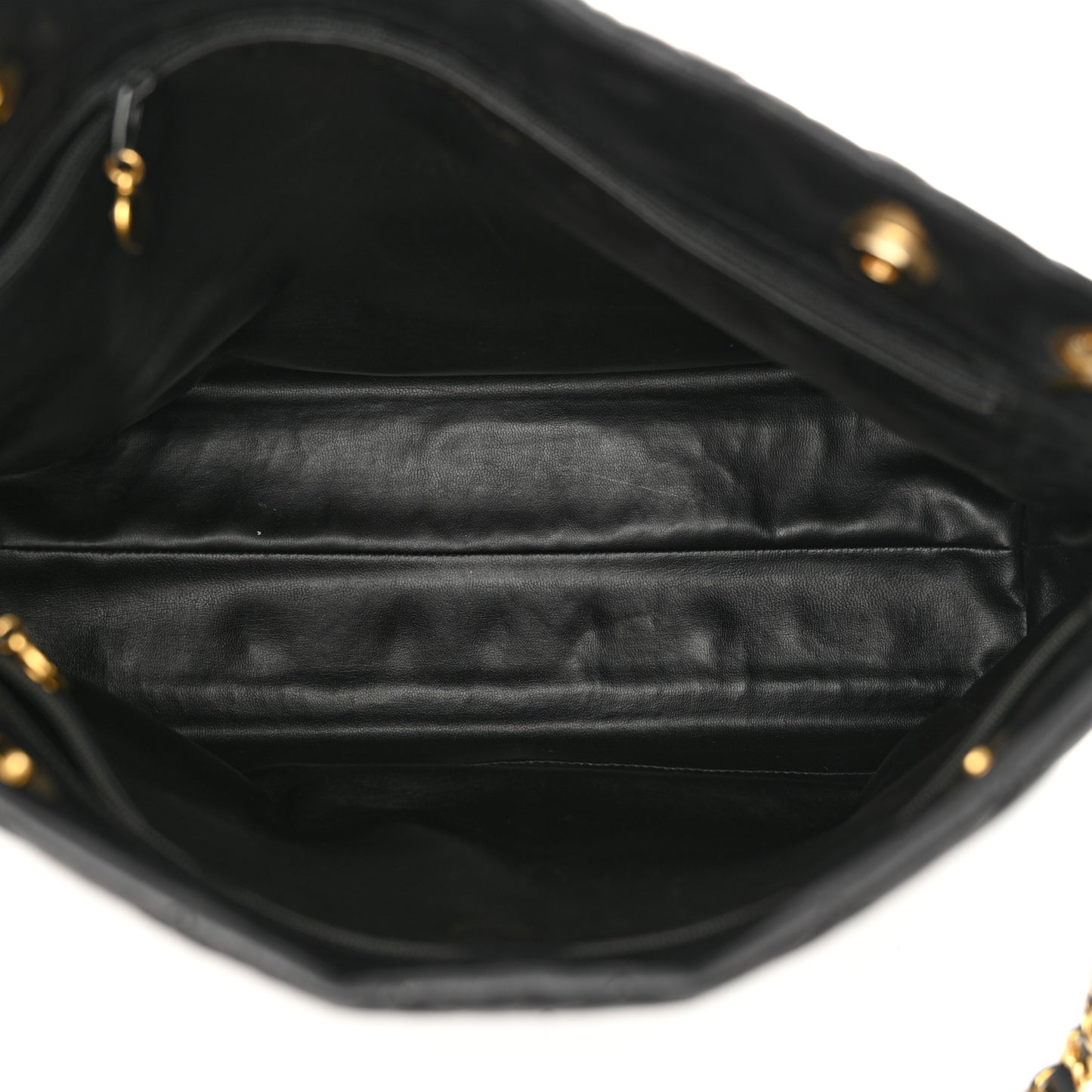 Lambskin Quilted Shopping Tote Black