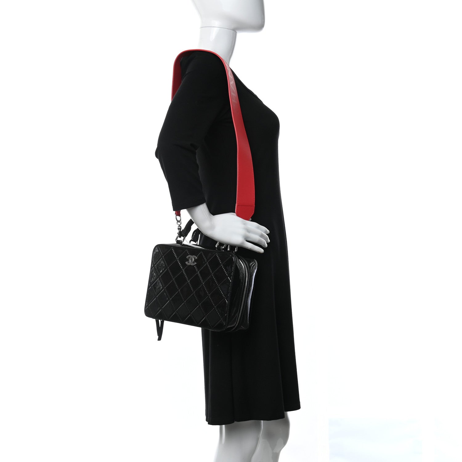 Chanel Patent Quilted Travel Kit Vanity Case Black 2 of 9