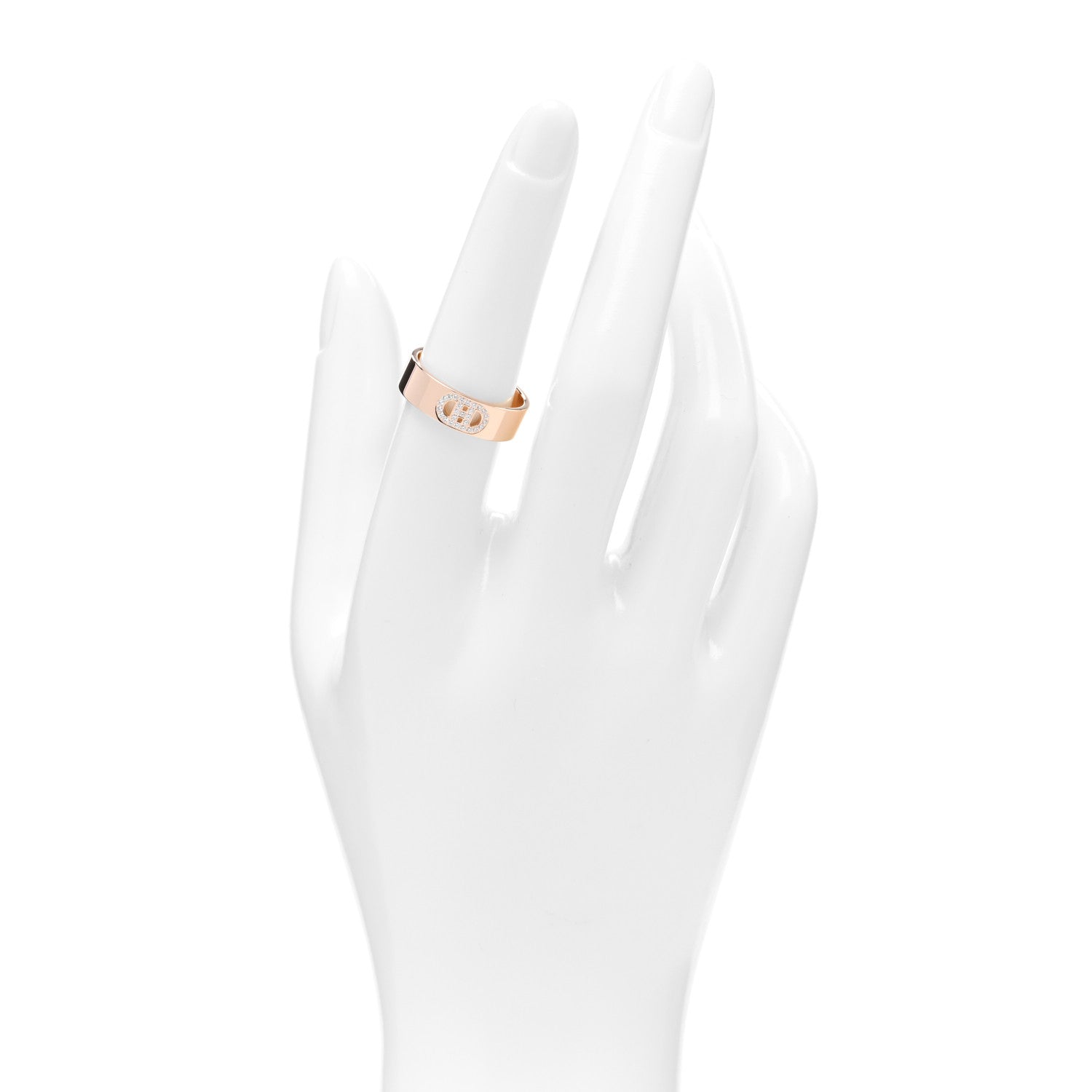 Hermes 18K Rose Gold Diamond PM H D'Ancre Ring 55 7.25 2 of 5