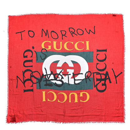 Gucci Modal Silk Coco Capitan Logo Square Scarf Flame 1 of 5