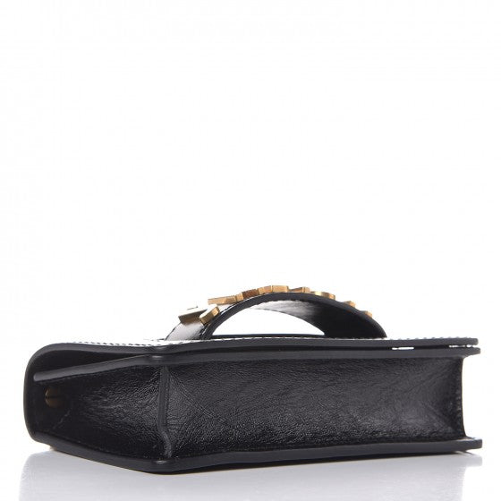 Grained Calfskin Mini J'Adior Chain Flap Bag Black