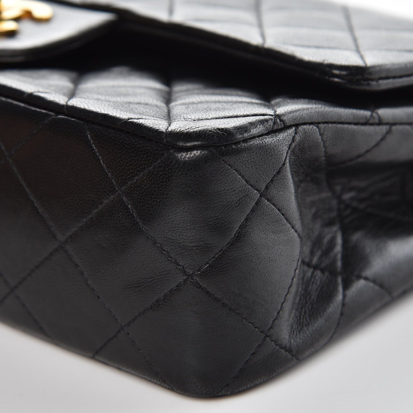 Lambskin Quilted Small Double Flap Black