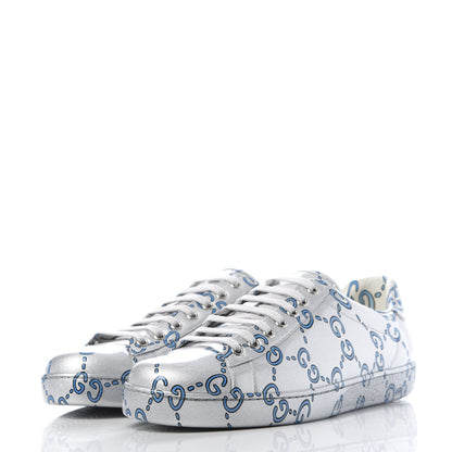 Gucci Miro Rubber Wax GucciGhost Print Mens New Ace Sneakers 10 Silver 3 of 10
