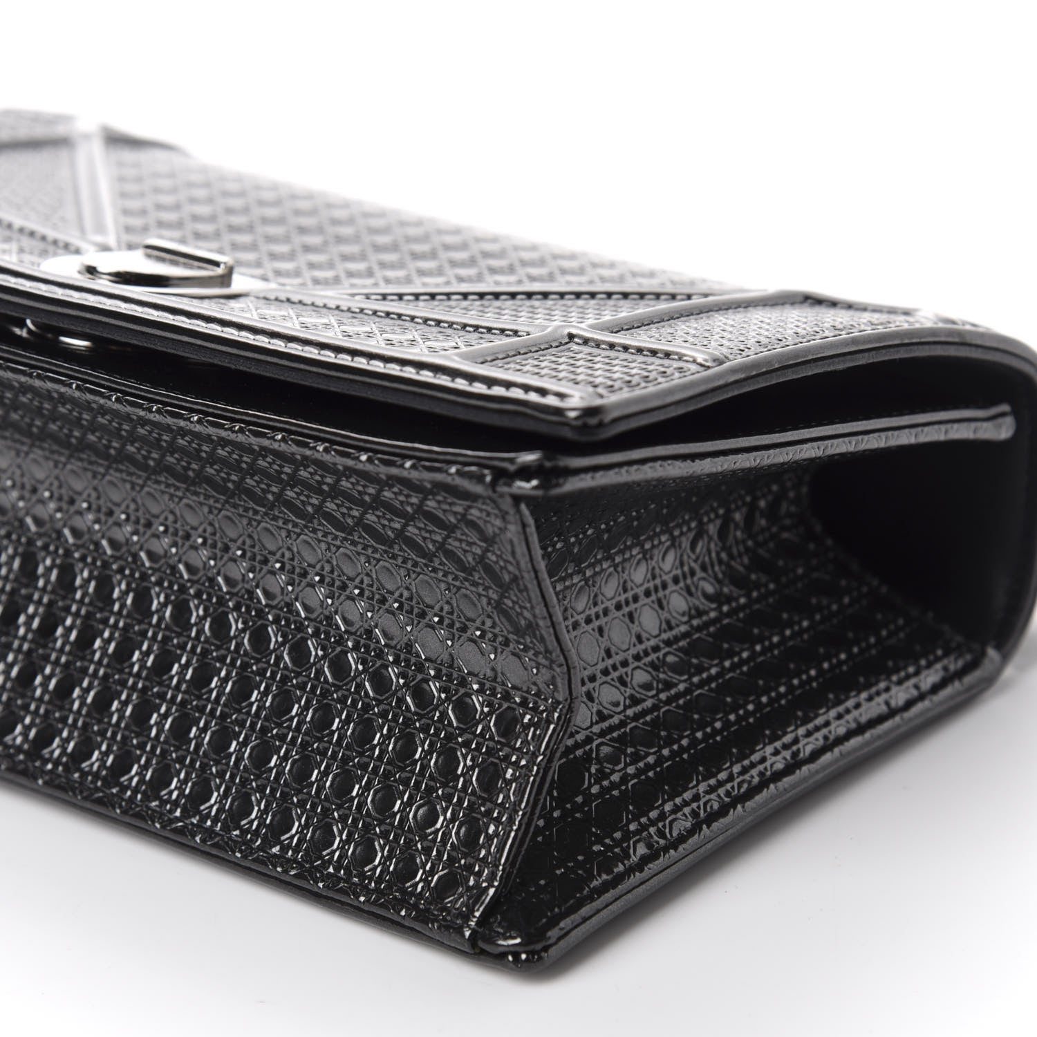 Christian Dior Metallic Patent Micro-Cannage Small Diorama Flap Bag Onyx Black 8 of 11