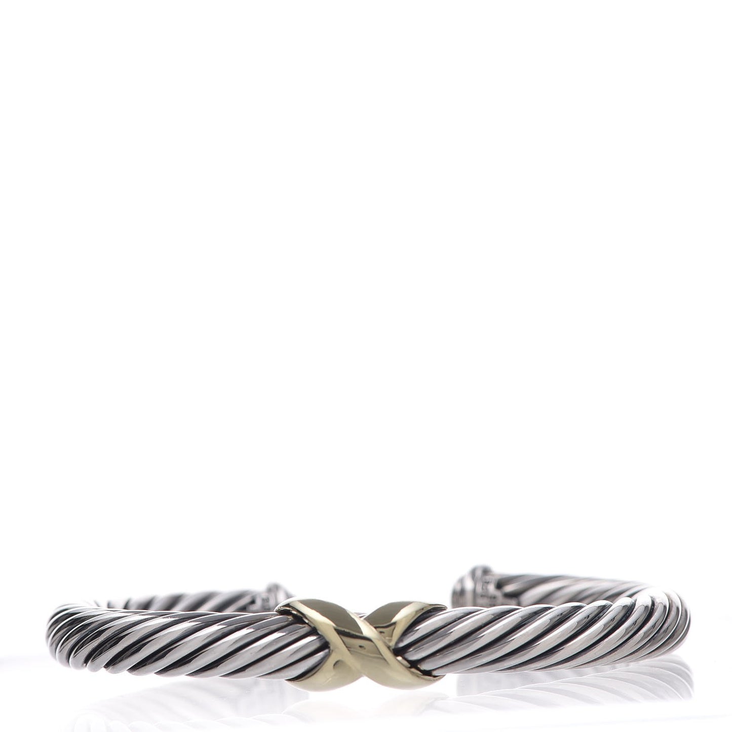 Sterling Silver 14K Yellow Gold 7mm X Station Cable Bracelet