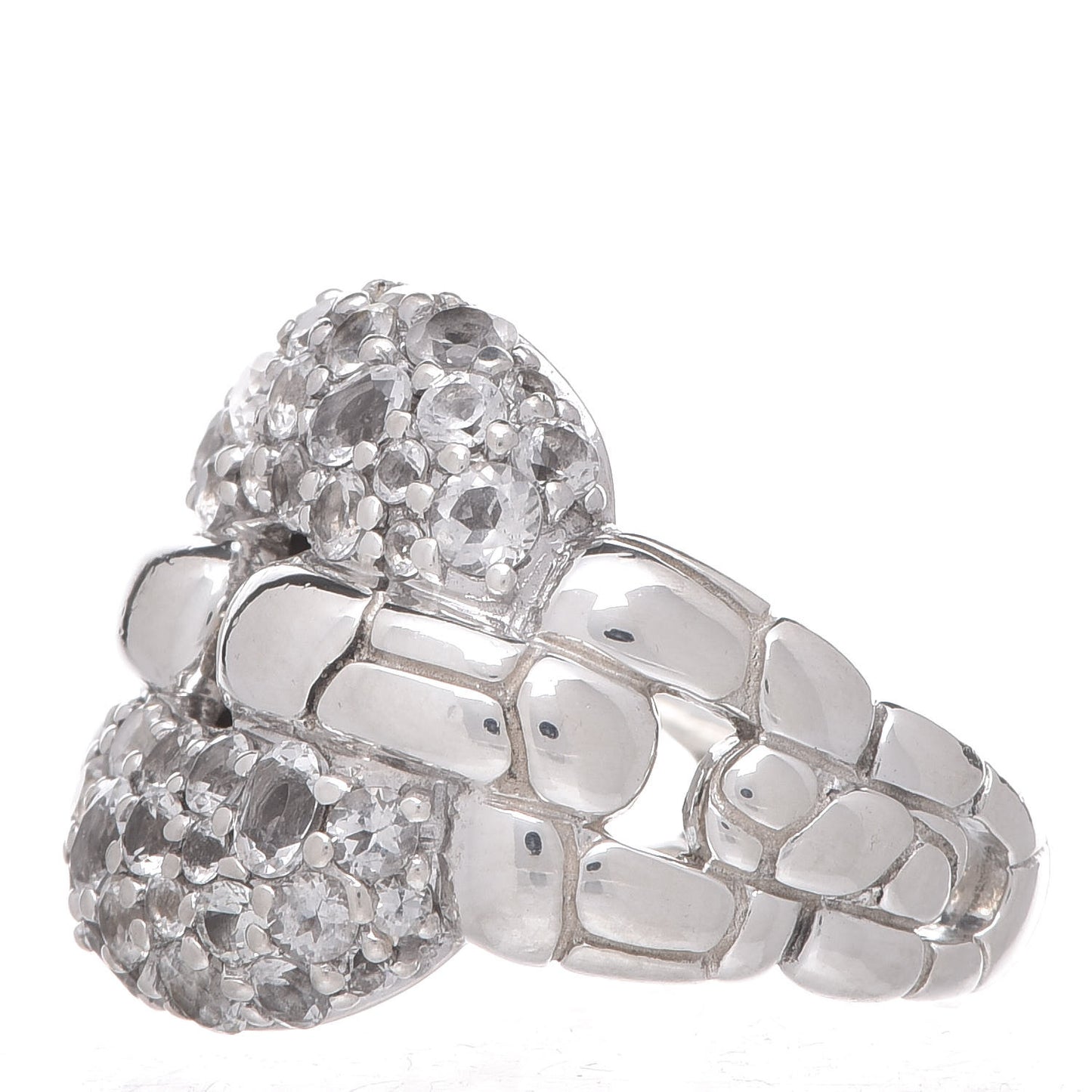 Sterling Silver White Sapphire Kali Square Link Ring 49 5