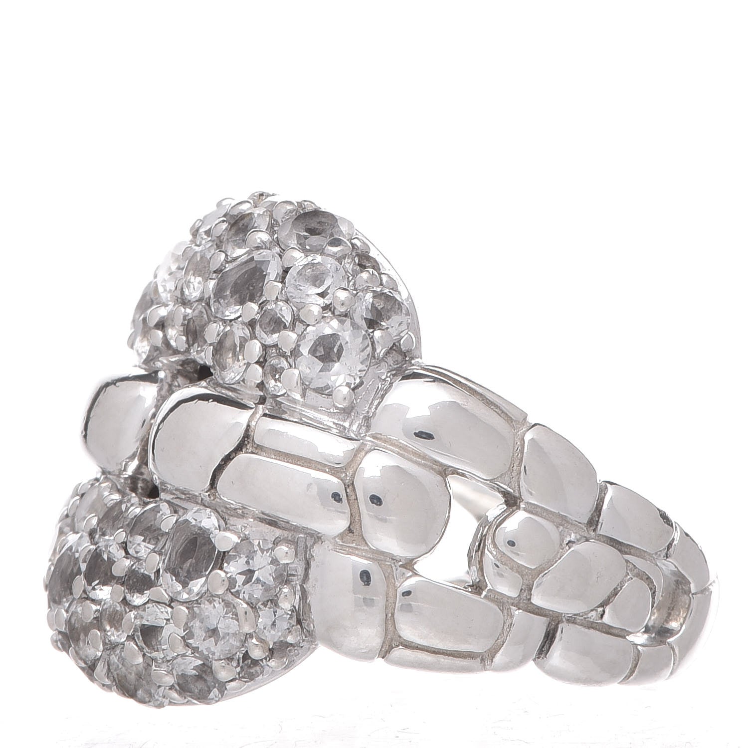 John Hardy Sterling Silver White Sapphire Kali Square Link Ring 49 5 3 of 5
