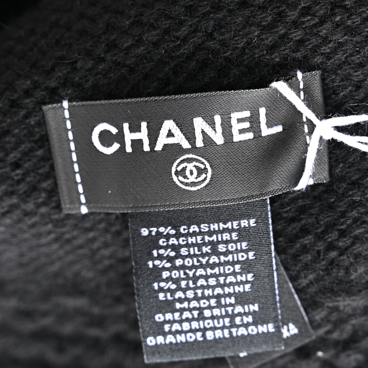Cashmere Wool CC Beanie Hat Black Light Beige